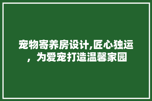 宠物寄养房设计,匠心独运，为爱宠打造温馨家园