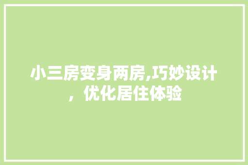 小三房变身两房,巧妙设计，优化居住体验