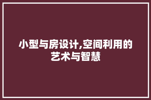 小型与房设计,空间利用的艺术与智慧