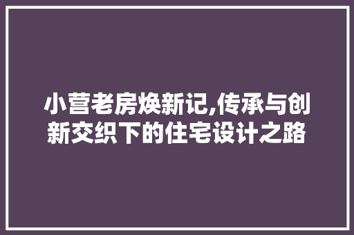 小营老房焕新记,传承与创新交织下的住宅设计之路