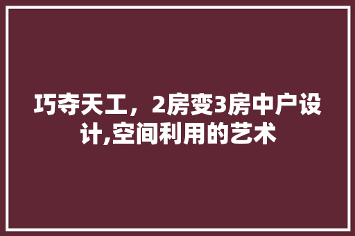 巧夺天工，2房变3房中户设计,空间利用的艺术