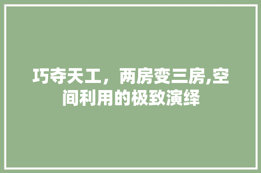 巧夺天工，两房变三房,空间利用的极致演绎