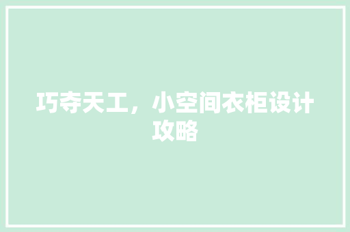 巧夺天工，小空间衣柜设计攻略