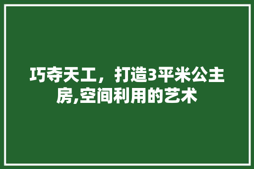 巧夺天工，打造3平米公主房,空间利用的艺术