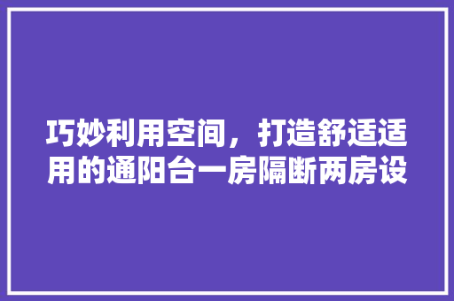 巧妙利用空间，打造舒适适用的通阳台一房隔断两房设计