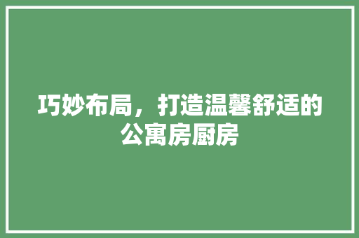 巧妙布局，打造温馨舒适的公寓房厨房