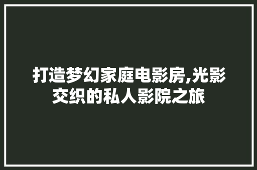 打造梦幻家庭电影房,光影交织的私人影院之旅