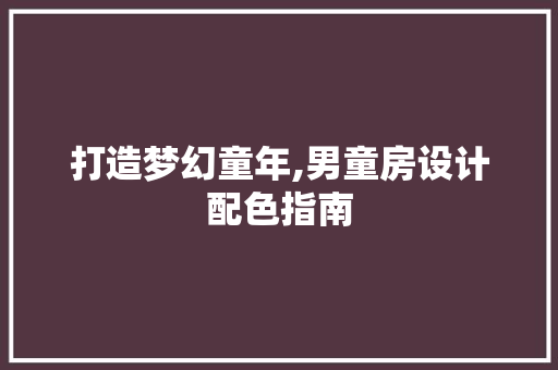打造梦幻童年,男童房设计配色指南