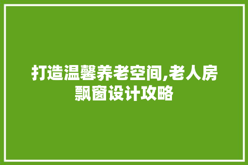 打造温馨养老空间,老人房飘窗设计攻略