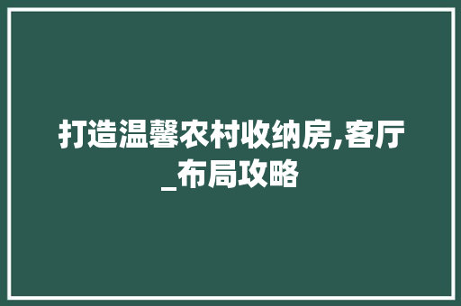 打造温馨农村收纳房,客厅_布局攻略