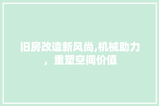 旧房改造新风尚,机械助力，重塑空间价值