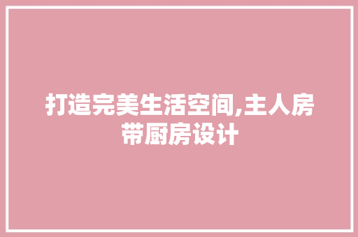 打造完美生活空间,主人房带厨房设计