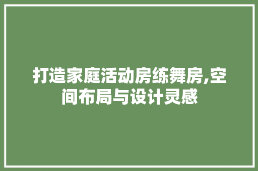 打造家庭活动房练舞房,空间布局与设计灵感