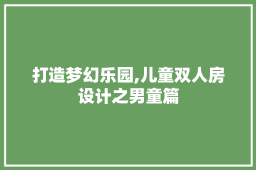 打造梦幻乐园,儿童双人房设计之男童篇