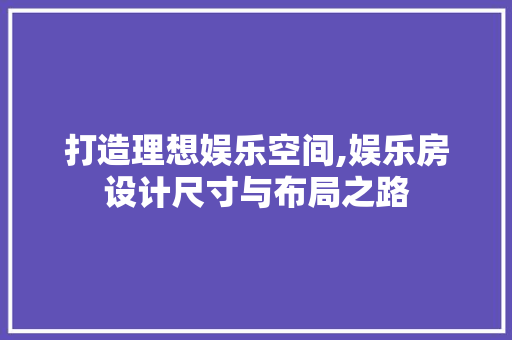 打造理想娱乐空间,娱乐房设计尺寸与布局之路