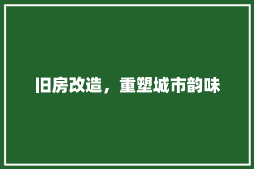 旧房改造，重塑城市韵味