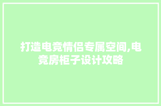打造电竞情侣专属空间,电竞房柜子设计攻略