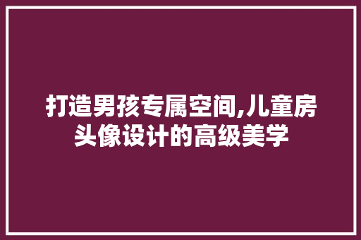 打造男孩专属空间,儿童房头像设计的高级美学