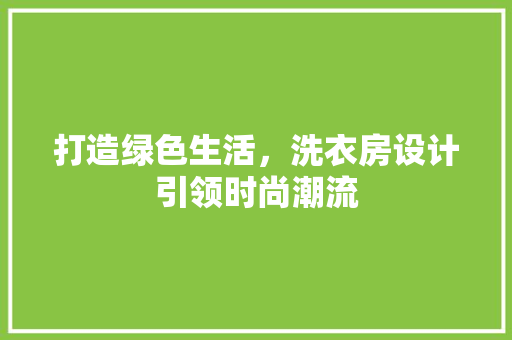 打造绿色生活，洗衣房设计引领时尚潮流