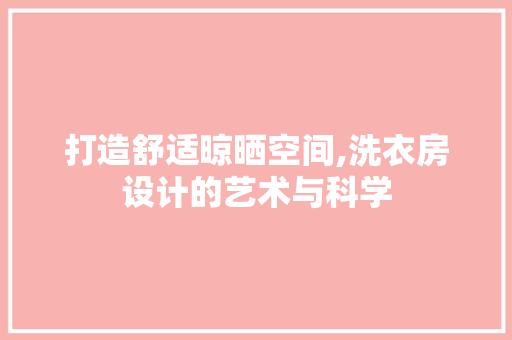 打造舒适晾晒空间,洗衣房设计的艺术与科学