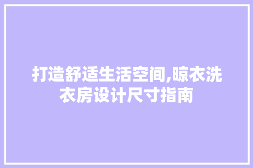 打造舒适生活空间,晾衣洗衣房设计尺寸指南