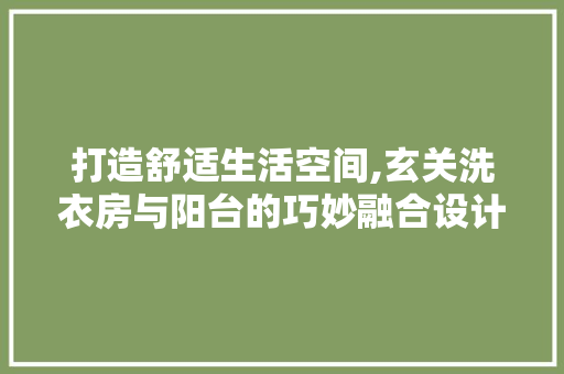 打造舒适生活空间,玄关洗衣房与阳台的巧妙融合设计