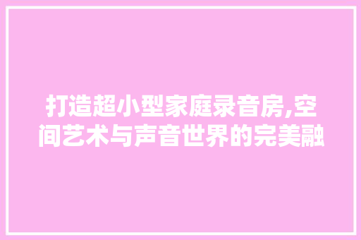 打造超小型家庭录音房,空间艺术与声音世界的完美融合