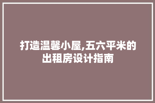 打造温馨小屋,五六平米的出租房设计指南