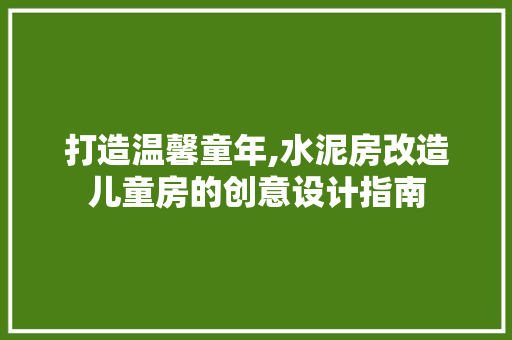 打造温馨童年,水泥房改造儿童房的创意设计指南