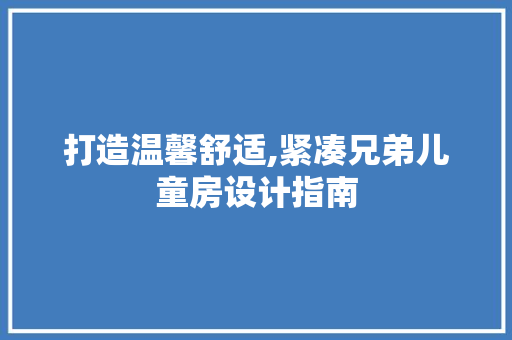 打造温馨舒适,紧凑兄弟儿童房设计指南
