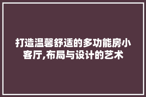 打造温馨舒适的多功能房小客厅,布局与设计的艺术