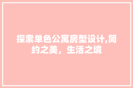 探索单色公寓房型设计,简约之美，生活之境