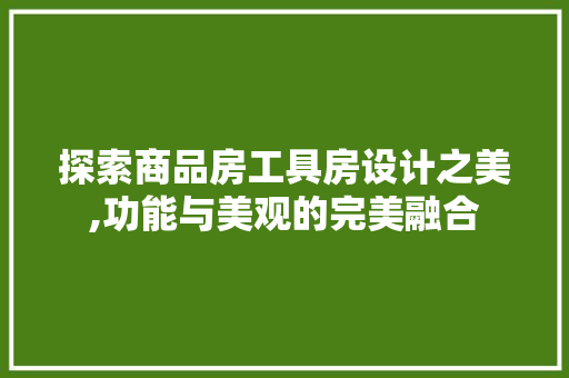 探索商品房工具房设计之美,功能与美观的完美融合