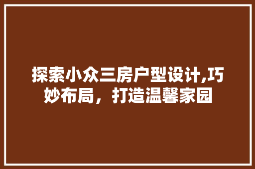 探索小众三房户型设计,巧妙布局，打造温馨家园