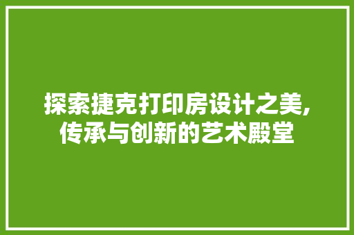 探索捷克打印房设计之美,传承与创新的艺术殿堂