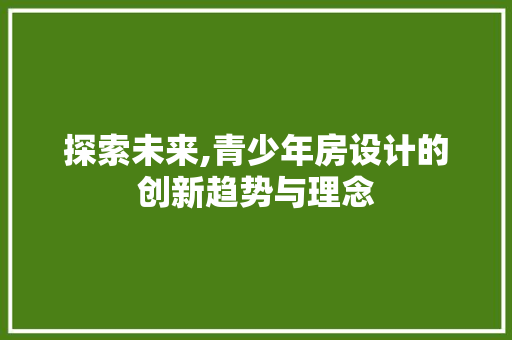 探索未来,青少年房设计的创新趋势与理念