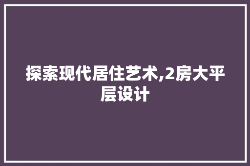 探索现代居住艺术,2房大平层设计