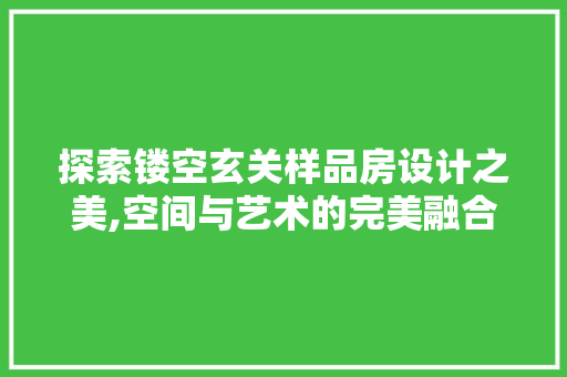 探索镂空玄关样品房设计之美,空间与艺术的完美融合