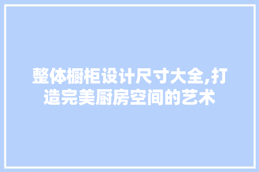 整体橱柜设计尺寸大全,打造完美厨房空间的艺术