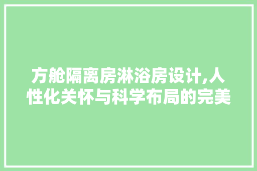 方舱隔离房淋浴房设计,人性化关怀与科学布局的完美结合