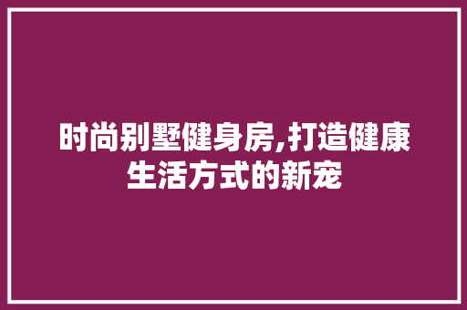 时尚别墅健身房,打造健康生活方式的新宠