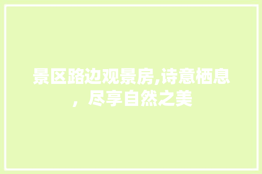 景区路边观景房,诗意栖息，尽享自然之美