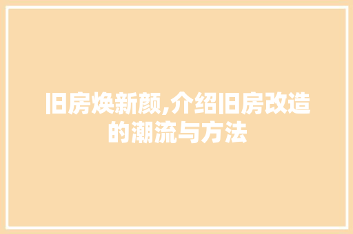 旧房焕新颜,介绍旧房改造的潮流与方法