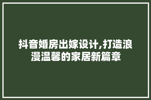抖音婚房出嫁设计,打造浪漫温馨的家居新篇章