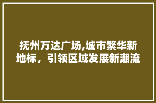 抚州万达广场,城市繁华新地标，引领区域发展新潮流