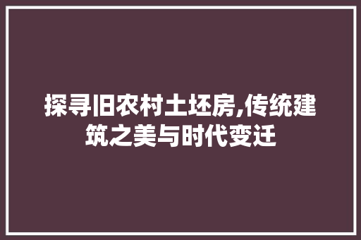 探寻旧农村土坯房,传统建筑之美与时代变迁