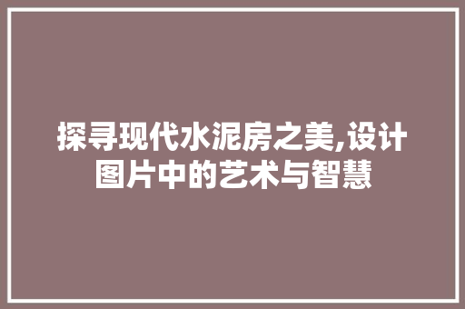 探寻现代水泥房之美,设计图片中的艺术与智慧