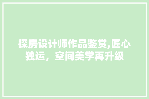 探房设计师作品鉴赏,匠心独运，空间美学再升级