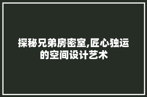 探秘兄弟房密室,匠心独运的空间设计艺术