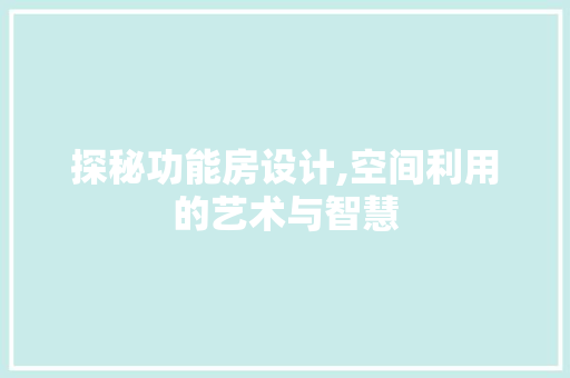 探秘功能房设计,空间利用的艺术与智慧
